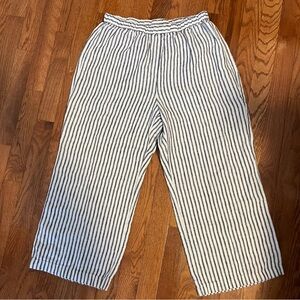 Women’s Blue and White Striped Linen Pants Size 1